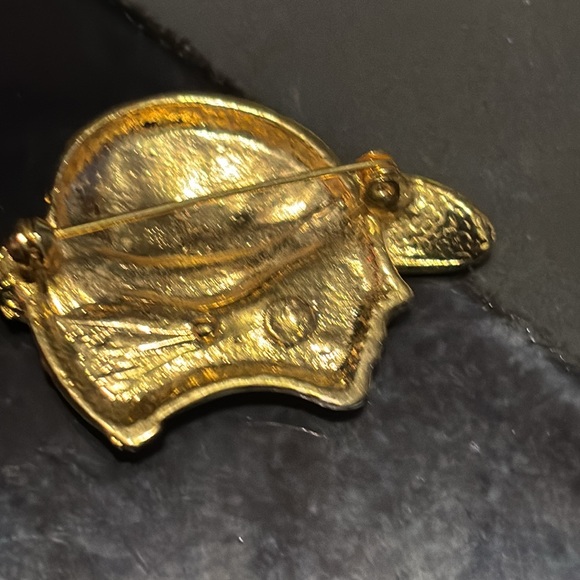 Fashion Pin Brooch Black Hat Society Lady with Rhinestones - Picture 9 of 9